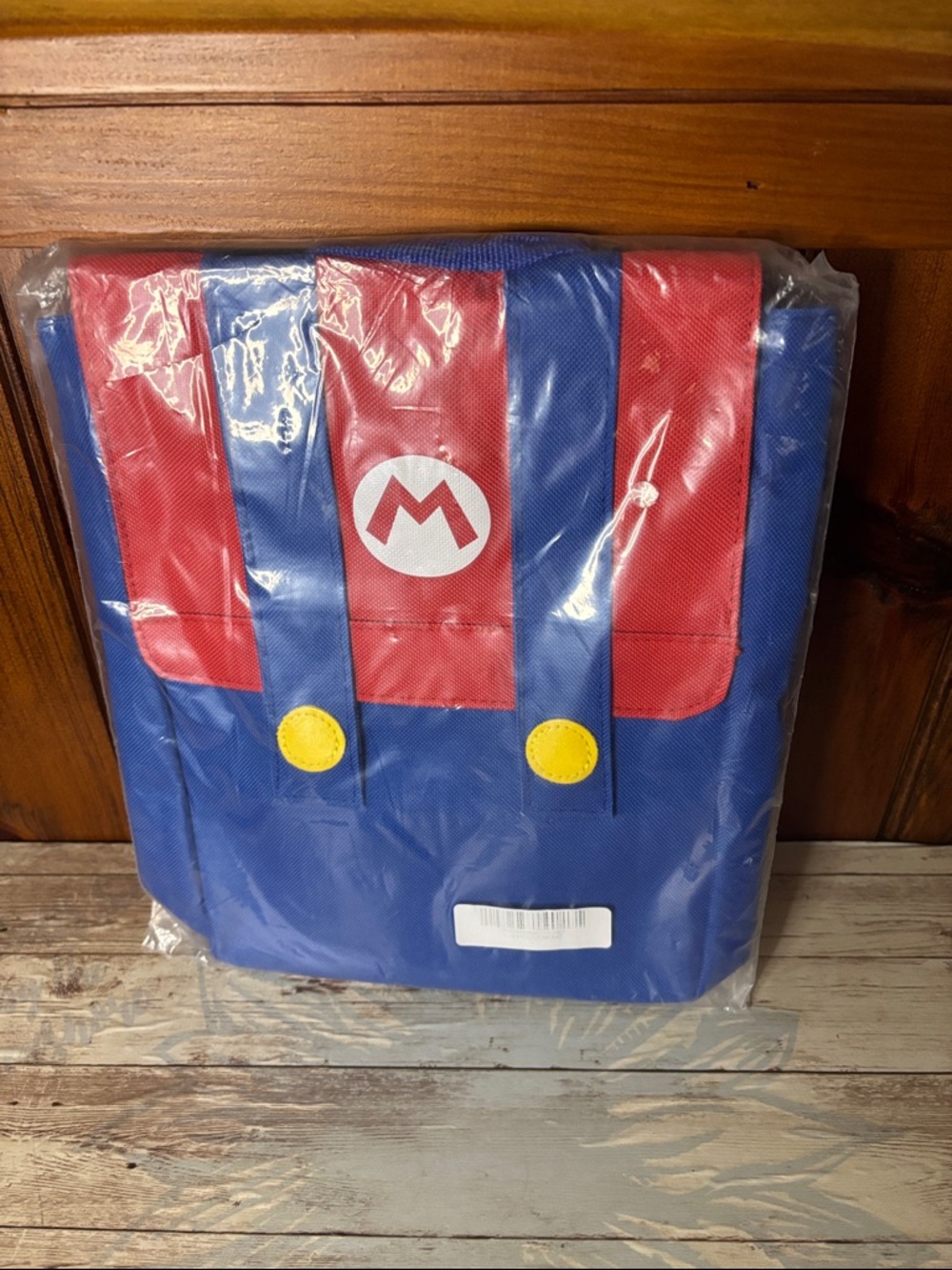 Themed Blue & Red Backpack with Yellow Buttons